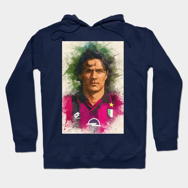 Paolo Maldini Portrait Hoodie by Naumovski